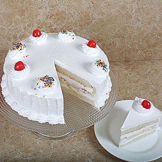 Fresh Vanilla Cake Half kg Eggless