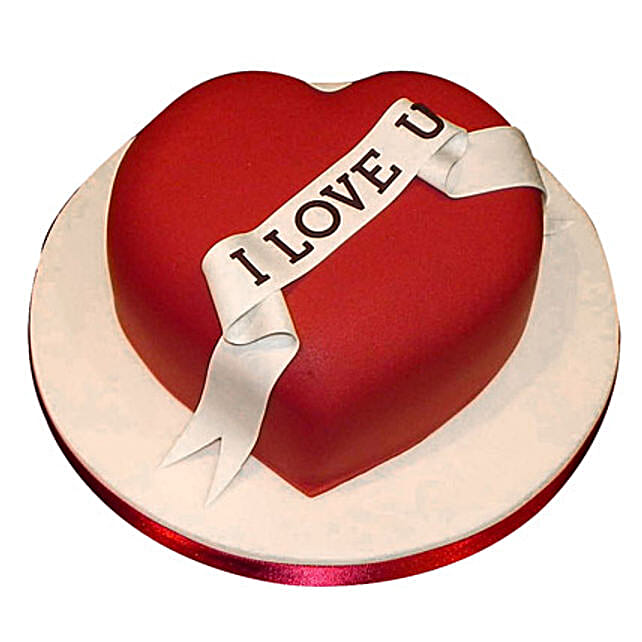 Red Heart love you Valentine cake 3kg Eggless Vanilla