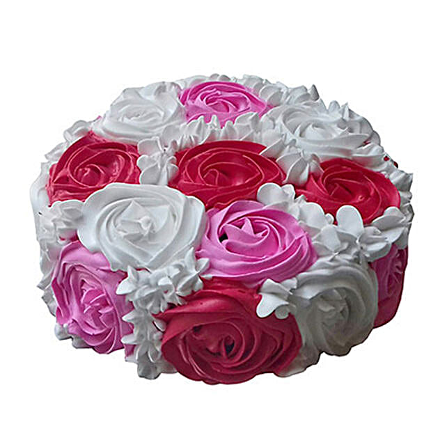 Yummy Colourful Rose Cake 1 Kg Vanilla